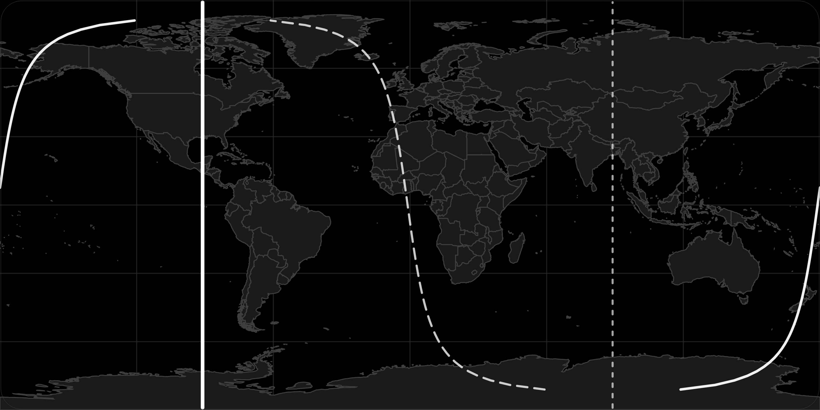 A monochrome astrocartography preview from Synastry